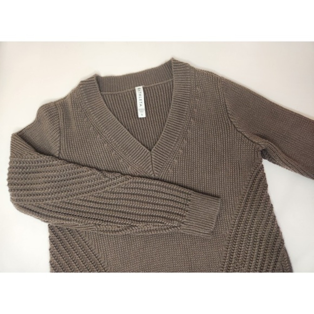 Athleta Teton Vneck Brown Sweater Womens Size Small‎